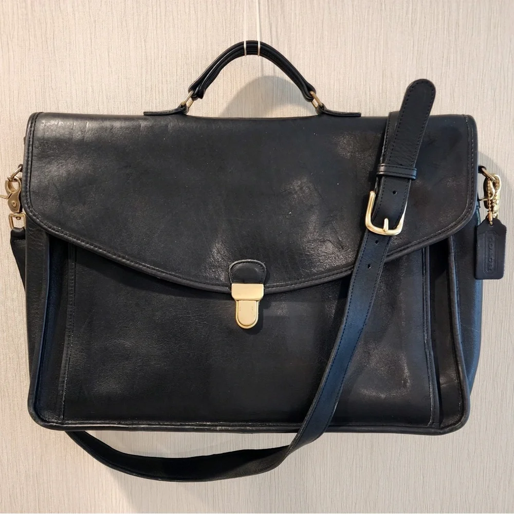 RARE Vintage Coach Gen Leather Large Morgan Briefcase wBrass TouchLock Closure